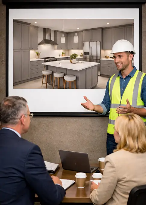 builders presenting designs for approval