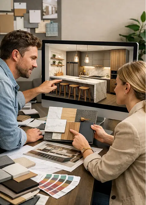 interior designers refining final aesthetics
